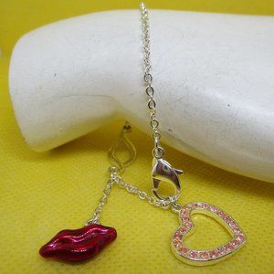 Avon Lips Heart Bracelet Avon Enamel Lips Rhinestone Heart Bracelet Red Enamel